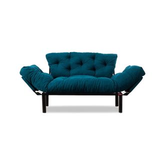 Dmora Sof&aacute; Cama 2 Plazas Guchol, Almacenaje, Reclinable, Apoyabrazos, 155x70 Cm Azul