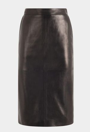 Bally Midi Skirt in Lamb Leather in Black at Nordstrom, Size 44 Eu