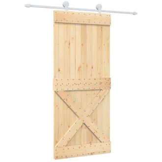 vidaXL Puerta Corredera Con Herrajes Madera Maciza De Pino 90x210 Cm Vidaxl