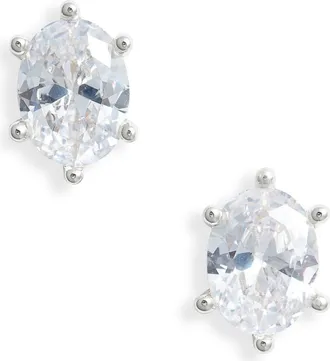Kendra Scott Cailin Cubic Zirconia Stud Earrings in Rhodium Metal White at Nordstrom