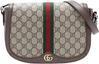 Gucci Pre-owned Canvas Crossbody Bag - Dames - Vintage Schoudertas - Beige - ONE Size - Leer - Vintage