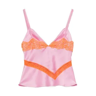 Msgm Sleeveless Tops, female, Pink, Size: XS V-neck Lace-Detail Top