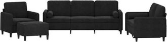 vidaXL Vidaxl - Juego De Sof&aacute;s Con Cojines 4 Piezas Terciopelo Negro
