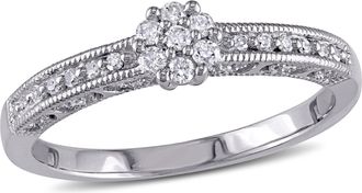 Mimi & Max 1/5ct TW Diamond Cluster Engagement Ring Sterling Silver
