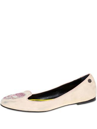 Philipp Plein skull motif suede flats - women - Leather/Suede/Leather - 40.5 - Neutrals