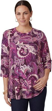 Jessica London Stretch Knit Swing Tunic in Purple Orchid Paisley at Nordstrom, Size 36