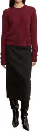 Enza Costa Cashmere Easy Long Sleeve Crew Top In Barolo