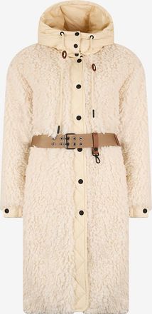 Moncler Lange Daunenjacke aus Teddy-Fleece mit Kapuze Blavet