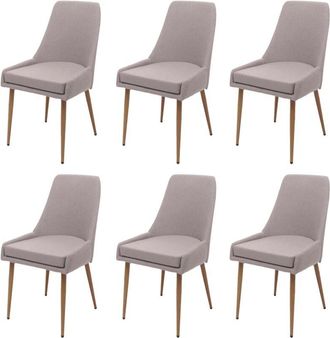 Hhg Hhg - Nunca Usado] Juego De 6 Silla De Comedor 069, Silla De Cocina Silla Tapizada, Tela/textil (280g/m&sup2;) Metal, Gris Claro