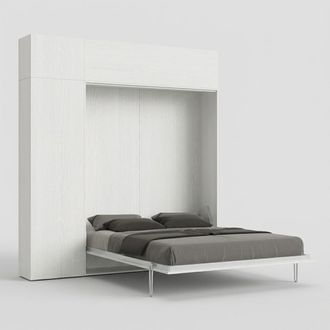 Itamoby Cama Abatible Doble 160x190cm Con Columna Y Armarios Kentaro - Fresno