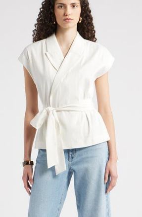 Nordstrom Sleeveless Linen Blend Blazer in Ivory Tofu at Nordstrom Rack, Size Xx-Large