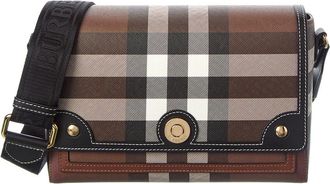 Burberry Note Medium Check E-Canvas & Leather Crossbody