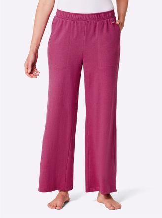 Feel Good Dehnbund-Hose FEEL GOOD, Damen, Gr. 36/38, Normalgr&ouml;ssen, pink (magenta), 50% Baumwolle, 50% Polyester, unifarben, Hosen Dehnbund-Hose