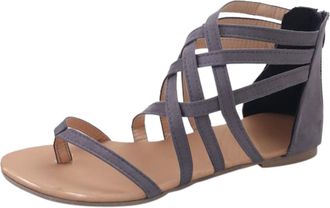 Generic Cocila Summer Sandals Women WomenS Beach Shoes Toe Fashion Zipper Open Flat Breathable WomenS Grey, 4 Ladies Black Silver Size 4 Orthopaedic Womens Pl