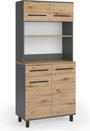 Vicco Buffet De Cocina Pure, Roble Artesanal/antracita, 80.2 X 177 Cm, Vicco