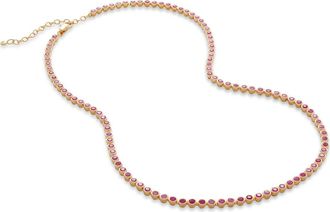 Monica Vinader Essential Stone Tennis Necklace in 18Ct Gold Vermeil/Ss/Pink at Nordstrom