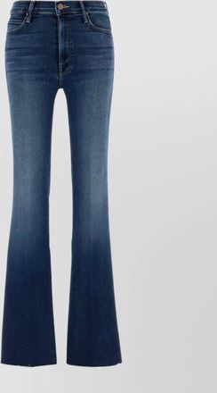 Mother flared denim jeans with frayed stitching
