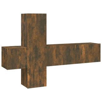 vidaXL Vidaxl - Set De Muebles De Tv 3 Pzas Madera Contrachapada Roble Ahumado