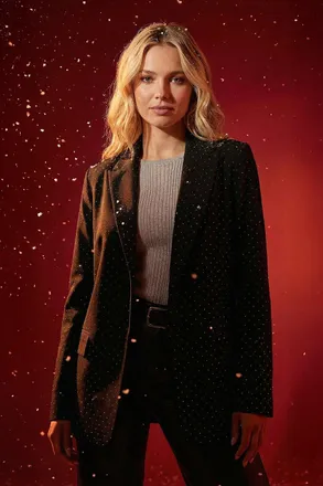 Roman Revere Collared Diamante Jacket