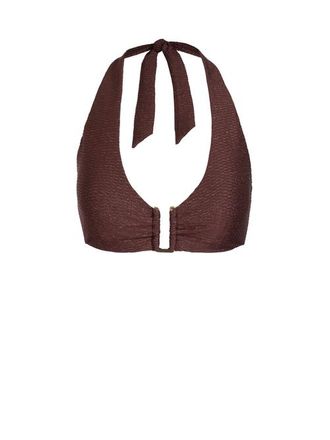 Change of Scenery Shana U-Bar Halter Bikini Top in Cacao/gold Metallic at Nordstrom, Size X-Small