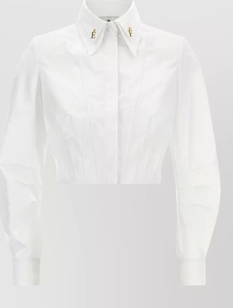 Elisabetta Franchi cropped pleated bustier cotton shirt