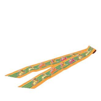 Herm&egrave;s Pre-owned Scarves, female, Orange, Size: ONE SIZE Pre-owned Pani La Shar Pawnee Twilly Scarf
