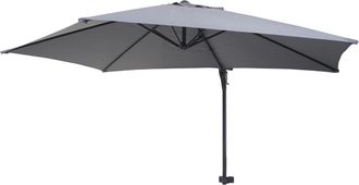 Hhg Casoria Sombrilla De Pared, Sombrilla Voladiza Para Balc&oacute;n, 3m Inclinable, Poli&eacute;ster Aluminio/acero 9kg, Gris