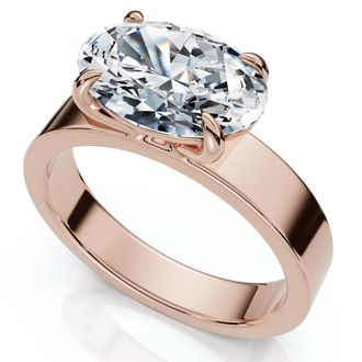 Pompeii3 Certified 2Ct Oval East West Cigar Band Solitaire Engagement Ring Lab Grown