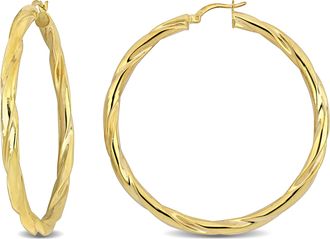 Mimi & Max 58x4mm Twist Hoop Earrings in Yellow Plated Silver