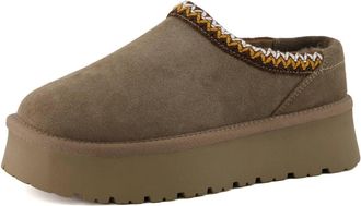 Cushionaire Womens Kabuki Platform Mule Slippers In Taupe Suede