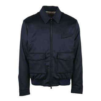 LUIGI BORRELLI NAPOLI Aviator Jacket - Heren - Bomber jackets - Blauw - 2XL - Wol - Jassen