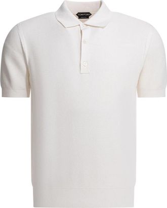 Tom Ford Silk Cotton Piquet Polo - Heren - Polos - Wit - L - Katoen - Tops