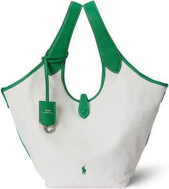 Polo Ralph Lauren Play Canvas-Leather Large Tote - Dames - Shoppers - Wit - ONE Size - Katoen - Tassen