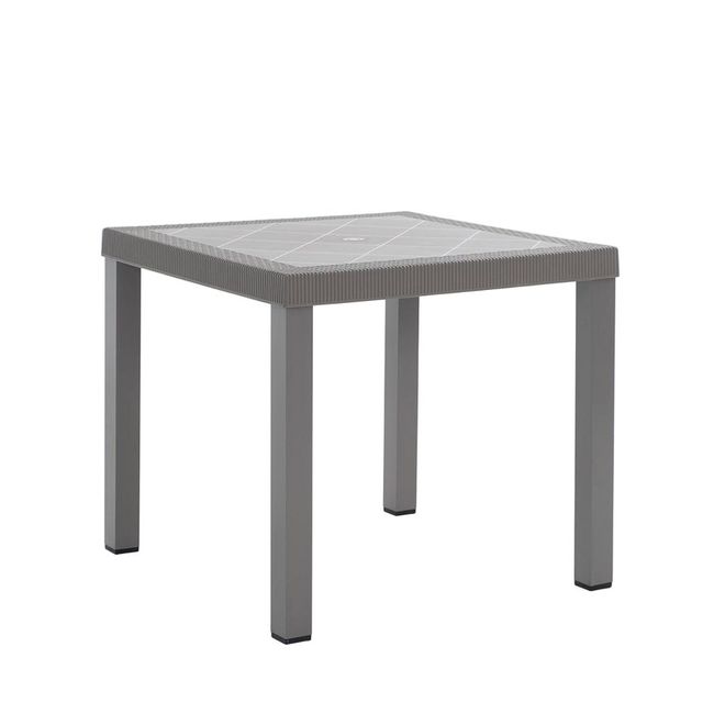 Mesa cuadrada de jard&iacute;n 82x82 cm de polipropileno y aluminio t&oacute;rtola