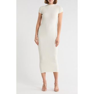 Good American Terry Ribbed T-Shirt Dress in Cloud White at Nordstrom Rack, Size X-Large