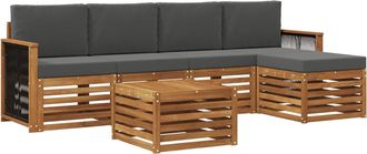 vidaXL Conjunto De Sof&aacute;s De Exterior 6 Uds. Natural Y Antracita Vidaxl