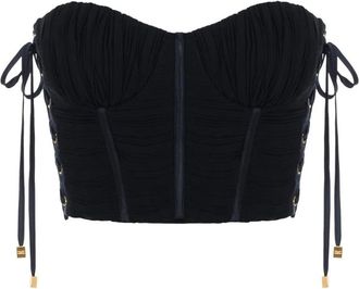 Elisabetta Franchi Crepon Bustier-Stijl Top - Dames - Tops zonder mouwen - Zwart - 2XL - Tops