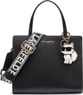 Karl Lagerfeld Maybelle Satchel with Choupette Hang Off in Black/gold at Nordstrom