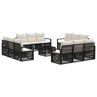 vidaXL Conjunto De Sof&aacute;s De Jard&iacute;n 13 Pcs Negro Rat&aacute;n Sint&eacute;tico Vidaxl