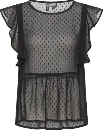 Dreimaster Dreimaster blouse met korte mouwen Dames zwart