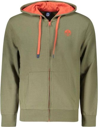 North Sails Hoodies & sweatvesten, Heren, Groen, S, Katoen, Groene Katoenen Hoodie Met Rits