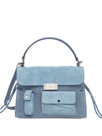 Iro pocketed satchel bag - women - Linen/Flax/Recycled Cotton/Cotton/CALFSKIN - One Size - Blue