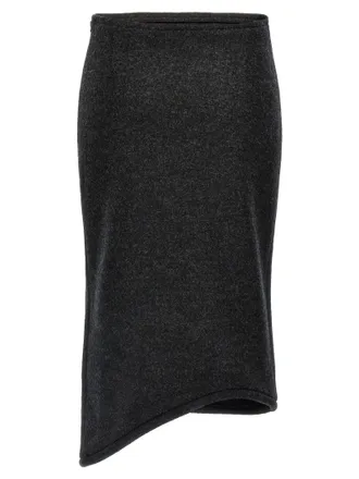 Victoria Beckham Padded Tube Detail Wool Skirt - Charcoal