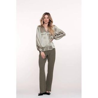 Geisha flared regular waist broek kaki