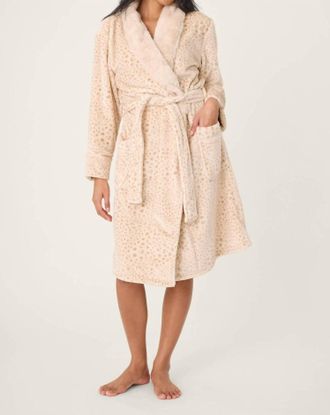 PJ Salvage Luxe Plush Leopard Print Robe In Champagne