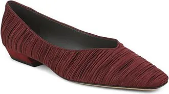 Franco Sarto Dasia Pointed Toe Flat in Red Pleated Satin at Nordstrom, Size 7.5