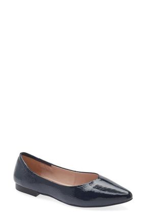 Cordani Mavis Pointed Toe Flat in Navy Patent at Nordstrom, Size 7.5Us