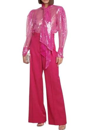 Nina Ricci Pink Sequin Embellished Blouse Size S
