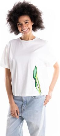 Akep Katoenen T-shirt met geborduurde details - Dames - T-shirts - Wit - XS - Katoen - Tops