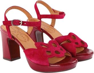 Chie Mihara Rode Lakleren Sandalen - Dames - Sandalen met hakken - Roze - 39 EU - Leer - Schoenen